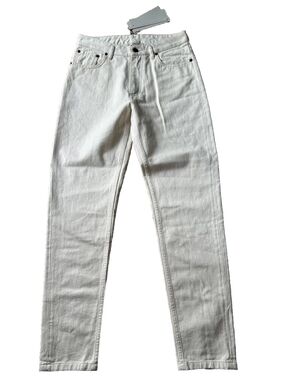 NWT ARJE Womens Skinny Jeans Size 8 Antique Ivory Off White Casual Denim Pant